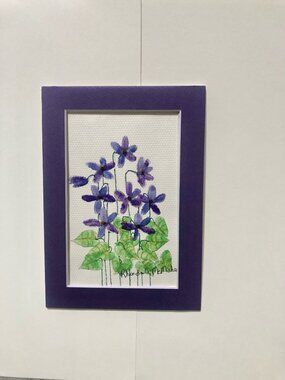 Purple Violets Watercolor Painting